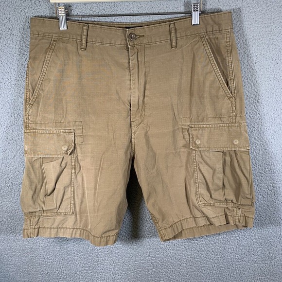 S Levis Shorts Mens 36 Brown‎ Cargo Ripstop Fabric 9" Inseam Outdoors Casual - Picture 1 of 6